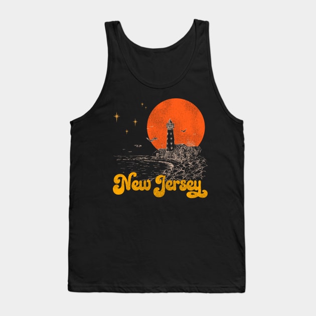 Vintage State of New Jersey Mid Century Distressed Aesthetic Tank Top by darklordpug
